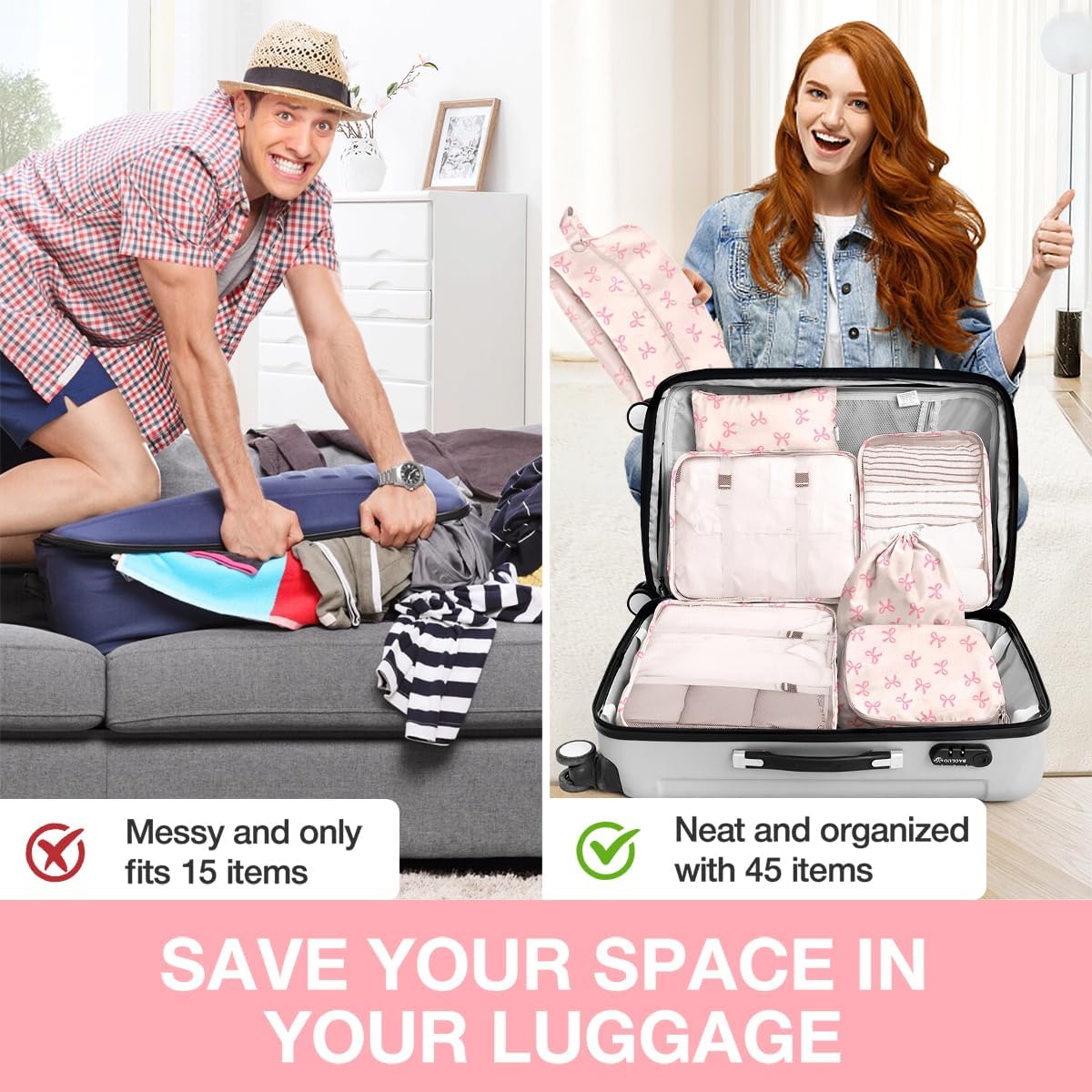 8 Set Packing Cubes for Suitcases, Packing Cube with Shoe, Cosmetics, Clothing, and Accessories Bags Packing Cubes for Travel Luggage Organizer(Leopard)
