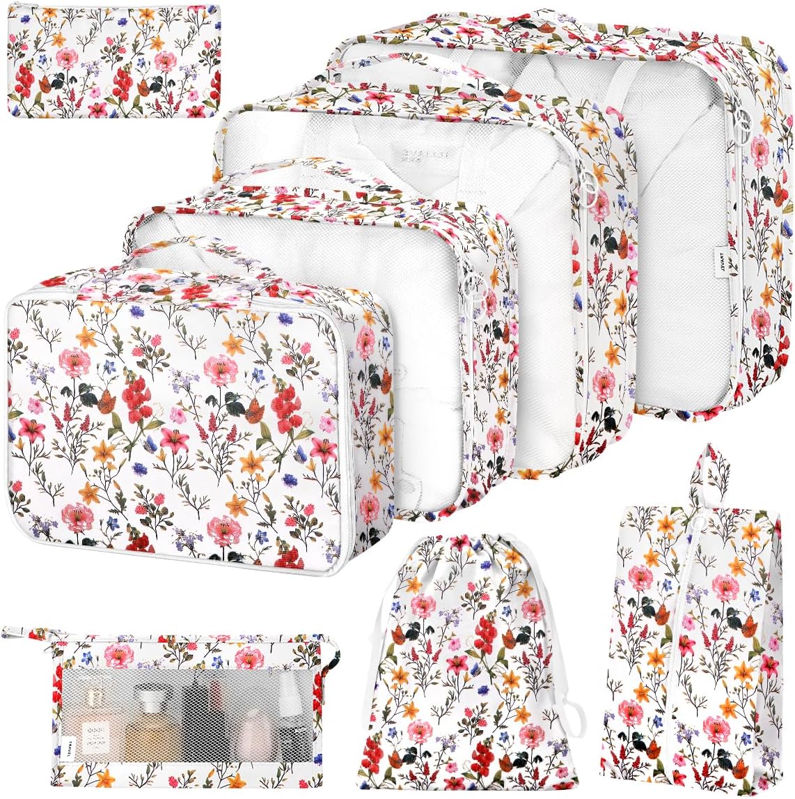 8 Set Packing Cubes for Suitcases, Packing Cube with Shoe, Cosmetics, Clothing, and Accessories Bags Packing Cubes for Travel Luggage Organizer(Leopard)
