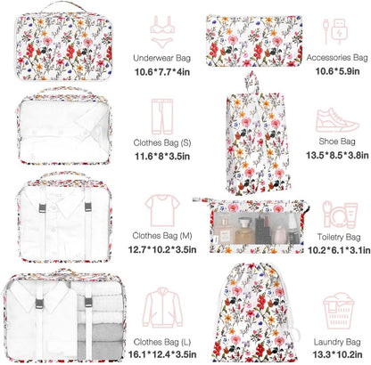 8 Set Packing Cubes for Suitcases, Packing Cube with Shoe, Cosmetics, Clothing, and Accessories Bags Packing Cubes for Travel Luggage Organizer(Leopard)