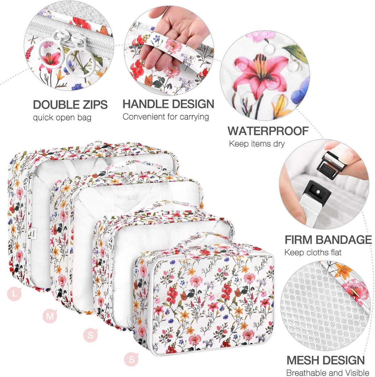 8 Set Packing Cubes for Suitcases, Packing Cube with Shoe, Cosmetics, Clothing, and Accessories Bags Packing Cubes for Travel Luggage Organizer(Leopard)