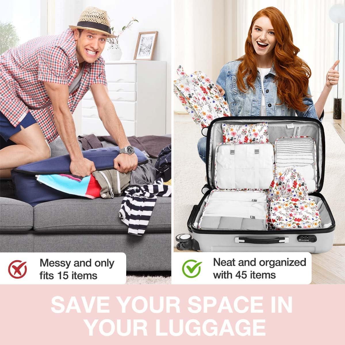 8 Set Packing Cubes for Suitcases, Packing Cube with Shoe, Cosmetics, Clothing, and Accessories Bags Packing Cubes for Travel Luggage Organizer(Leopard)
