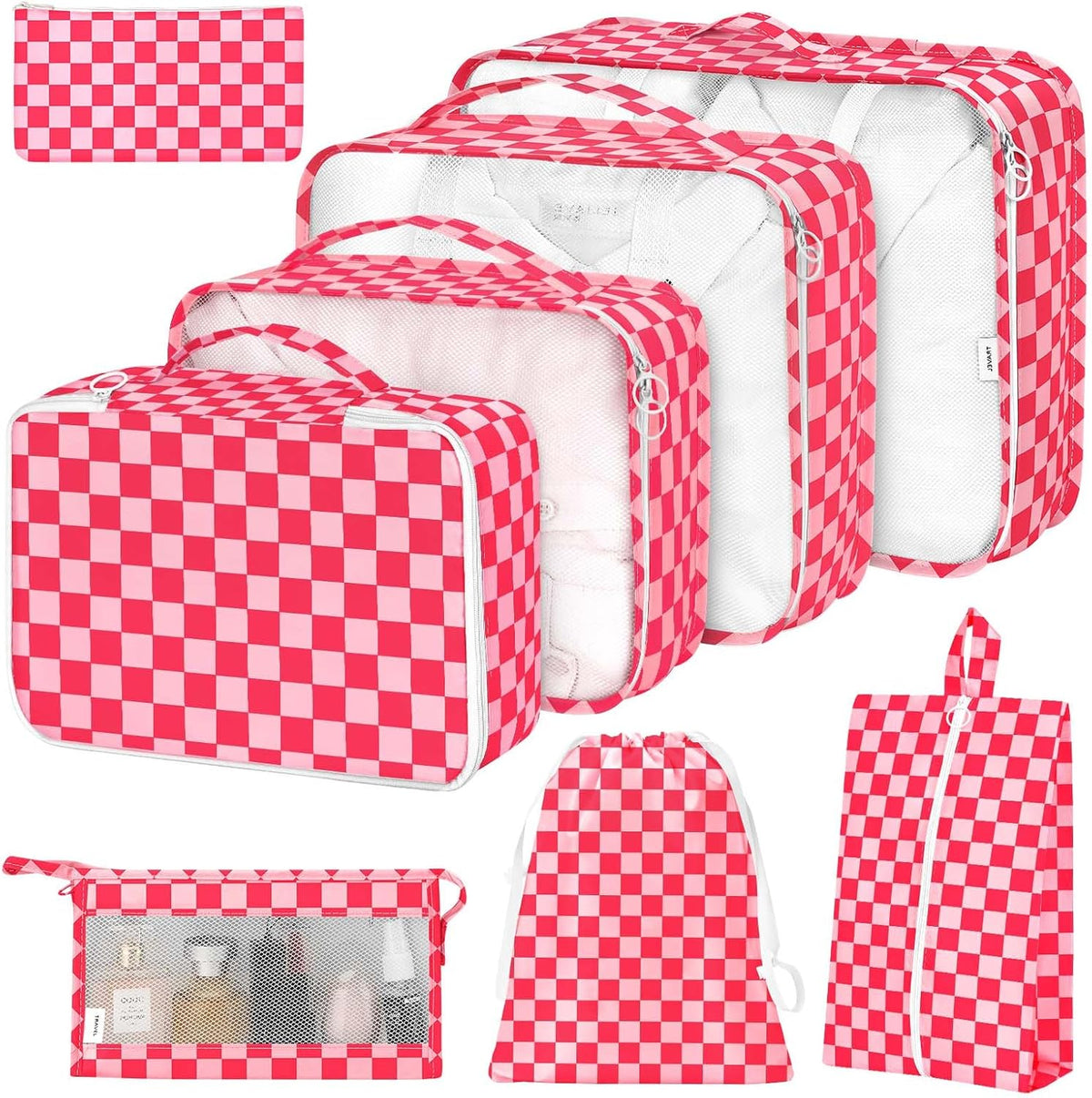 8 Set Packing Cubes for Suitcases, Packing Cube with Shoe, Cosmetics, Clothing, and Accessories Bags Packing Cubes for Travel Luggage Organizer(Leopard)