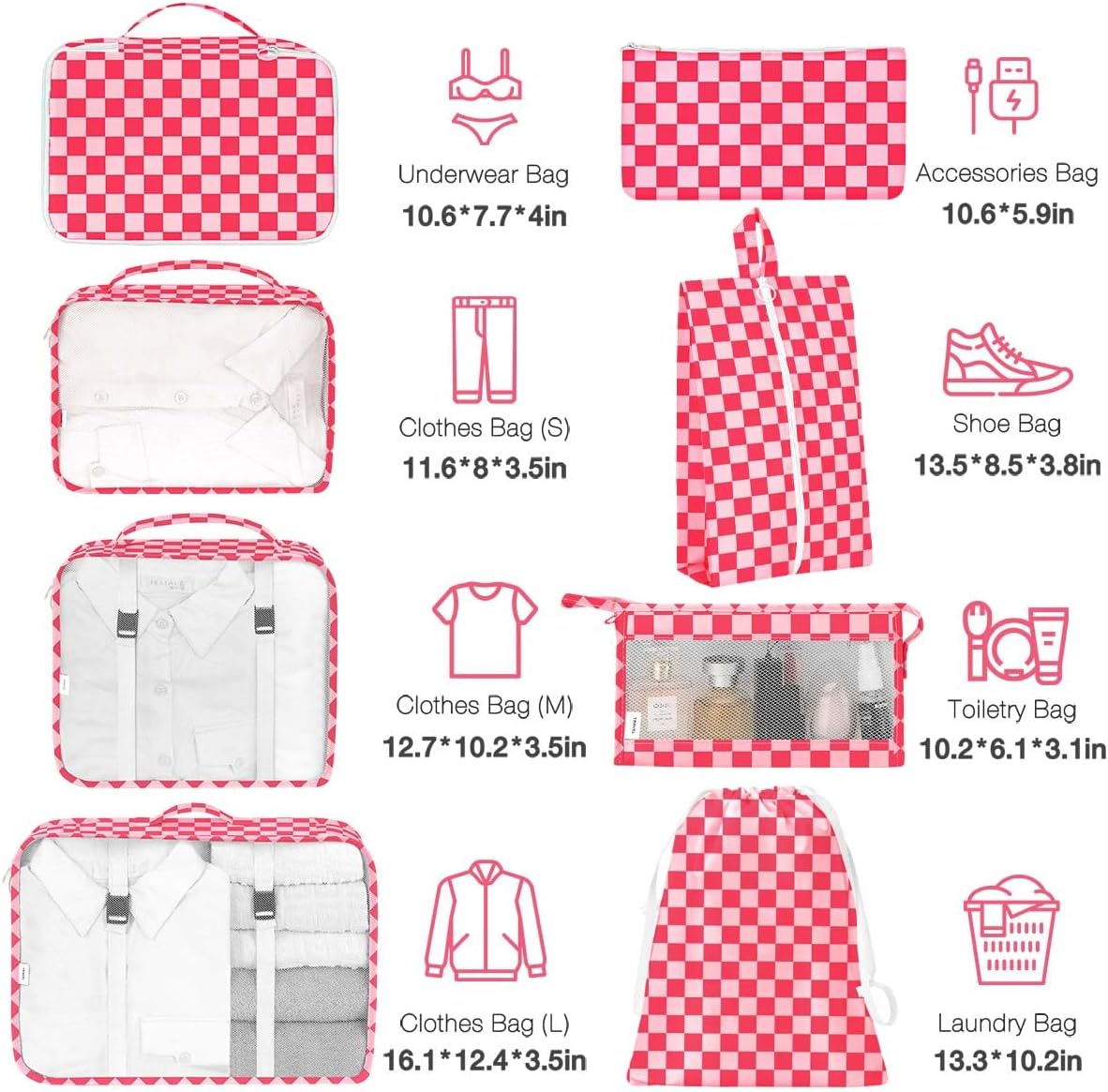 8 Set Packing Cubes for Suitcases, Packing Cube with Shoe, Cosmetics, Clothing, and Accessories Bags Packing Cubes for Travel Luggage Organizer(Leopard)