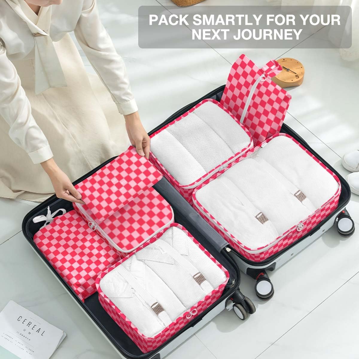 8 Set Packing Cubes for Suitcases, Packing Cube with Shoe, Cosmetics, Clothing, and Accessories Bags Packing Cubes for Travel Luggage Organizer(Leopard)