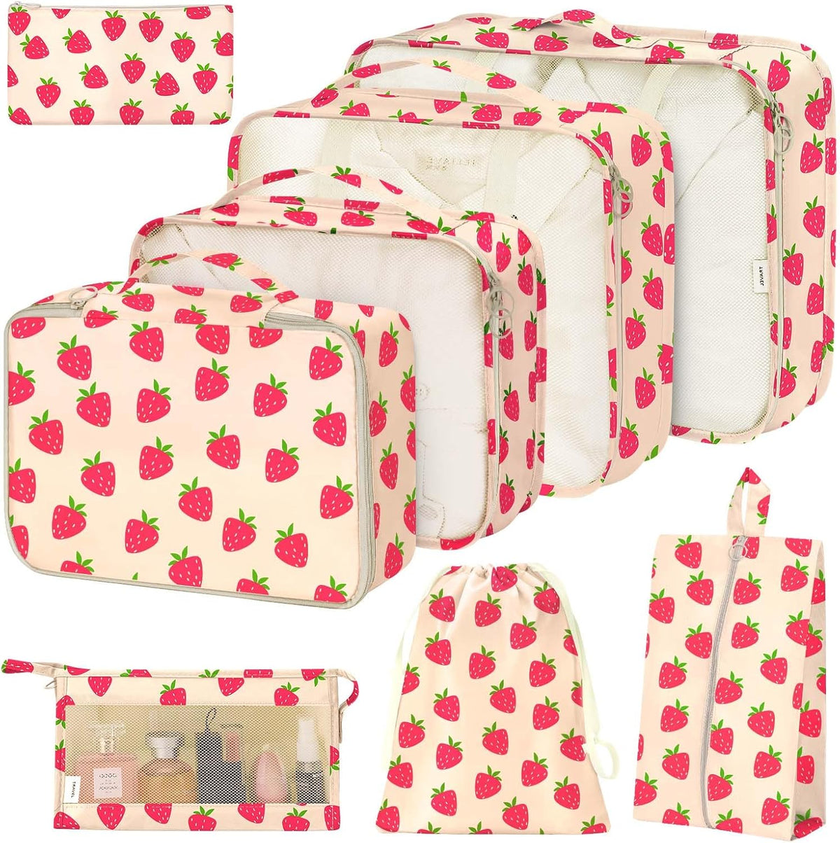 8 Set Packing Cubes for Suitcases, Packing Cube with Shoe, Cosmetics, Clothing, and Accessories Bags Packing Cubes for Travel Luggage Organizer(Leopard)