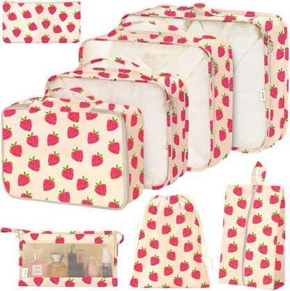 8 Set Packing Cubes for Suitcases, Packing Cube with Shoe, Cosmetics, Clothing, and Accessories Bags Packing Cubes for Travel Luggage Organizer(Leopard)