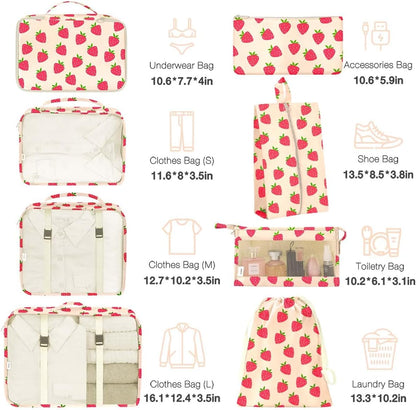 8 Set Packing Cubes for Suitcases, Packing Cube with Shoe, Cosmetics, Clothing, and Accessories Bags Packing Cubes for Travel Luggage Organizer(Leopard)