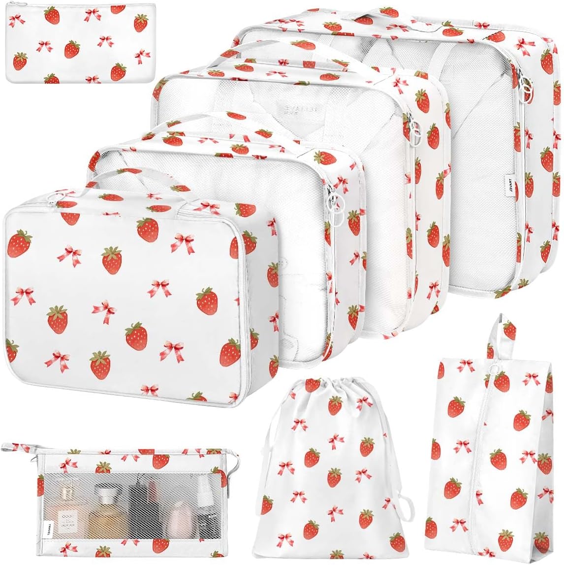 8 Set Packing Cubes for Suitcases, Packing Cube with Shoe, Cosmetics, Clothing, and Accessories Bags Packing Cubes for Travel Luggage Organizer(Leopard)
