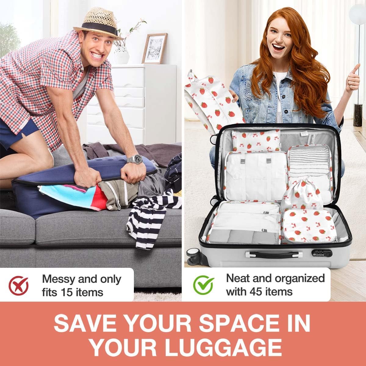 8 Set Packing Cubes for Suitcases, Packing Cube with Shoe, Cosmetics, Clothing, and Accessories Bags Packing Cubes for Travel Luggage Organizer(Leopard)