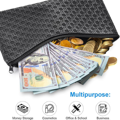 2pack Money Bag, Cash Zipper Pouch, Bank Bags, Cash Wallet, Cosmetic Receipts Coins Small Tools Organizing Storage Bag