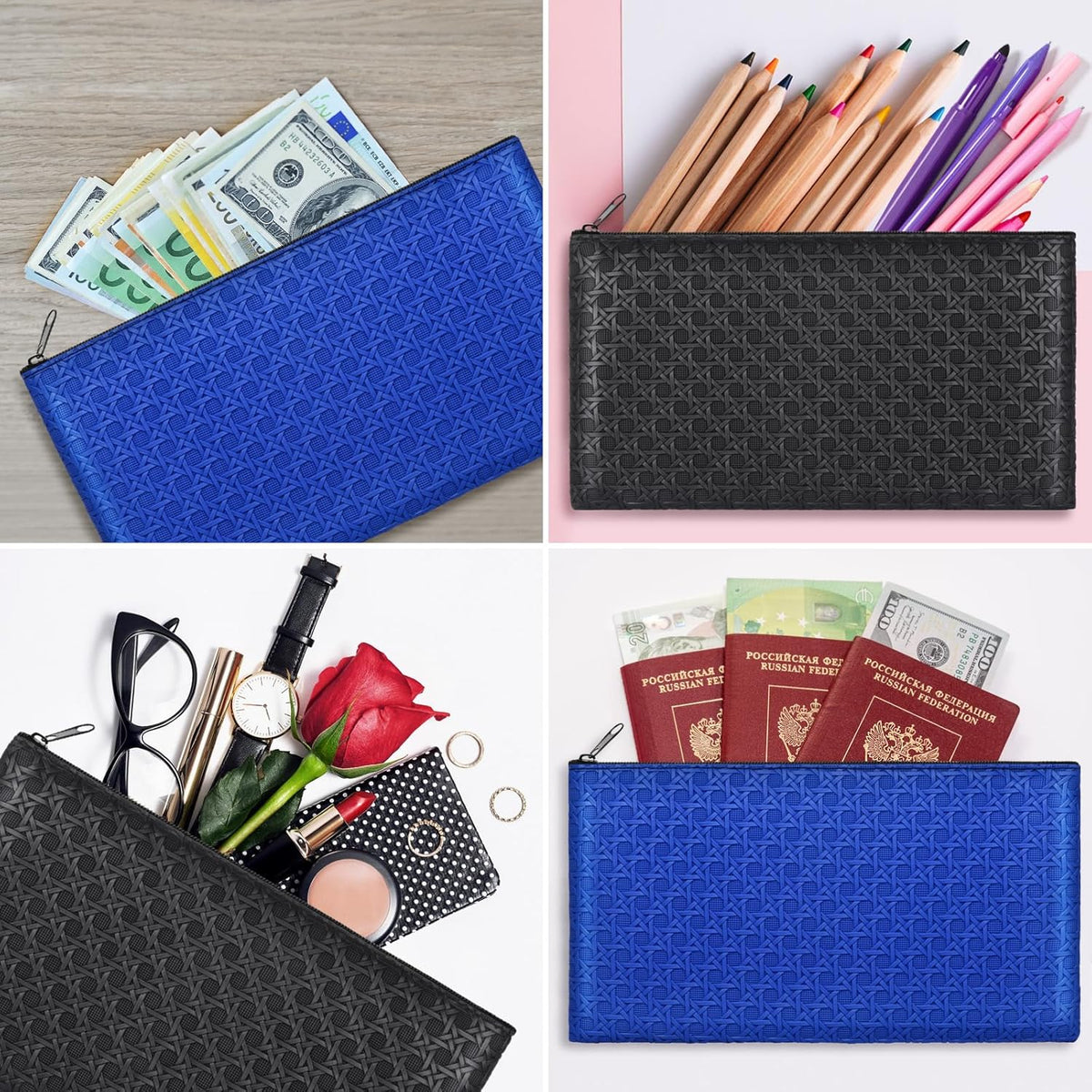 2pack Money Bag, Cash Zipper Pouch, Bank Bags, Cash Wallet, Cosmetic Receipts Coins Small Tools Organizing Storage Bag