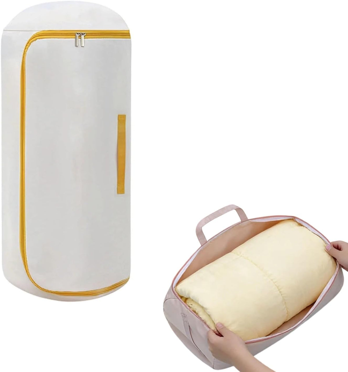 Ultra Space Saving Roll up Self Compression Organizer, Foldable Cylindrical Bag for Bedding Travel Storage Holds Quilt Garments Blankets Blanket Bag,Compact Design (Pink, Small)