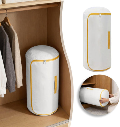 Ultra Space Saving Roll up Self Compression Organizer, Foldable Cylindrical Bag for Bedding Travel Storage Holds Quilt Garments Blankets Blanket Bag,Compact Design (Pink, Small)