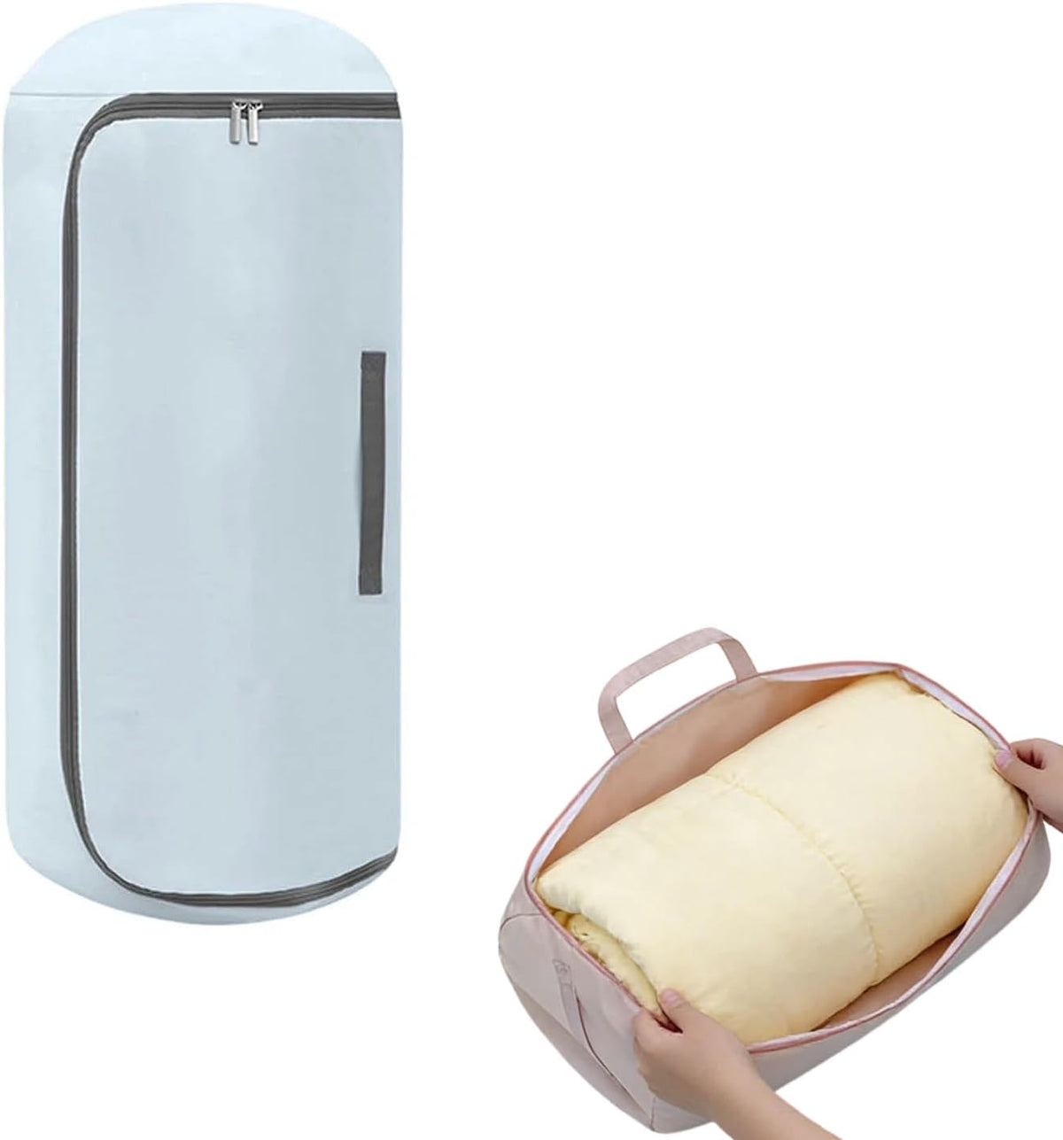Ultra Space Saving Roll up Self Compression Organizer, Foldable Cylindrical Bag for Bedding Travel Storage Holds Quilt Garments Blankets Blanket Bag,Compact Design (Pink, Small)