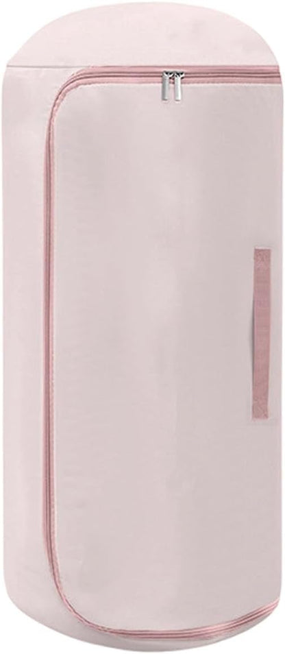 Ultra Space Saving Roll up Self Compression Organizer, Foldable Cylindrical Bag for Bedding Travel Storage Holds Quilt Garments Blankets Blanket Bag,Compact Design (Pink, Small)