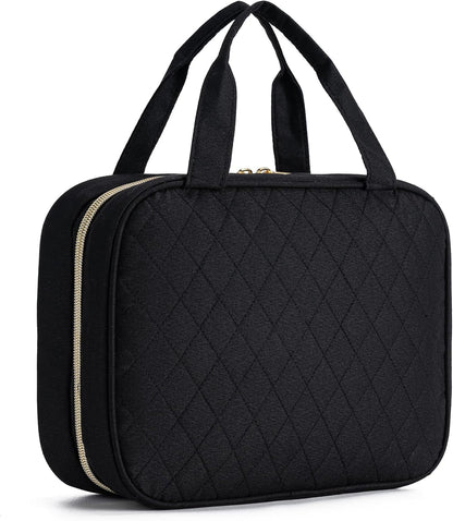Travel Toiletry Bag - Hanging Toiletry Bag for Women, Waterproof Makeup Cosmetic Bag Travel Organizer for Accessories, Shampoo, Full-size Container, Toiletries (Black)