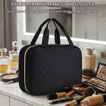 Travel Toiletry Bag - Hanging Toiletry Bag for Women, Waterproof Makeup Cosmetic Bag Travel Organizer for Accessories, Shampoo, Full-size Container, Toiletries (Black)