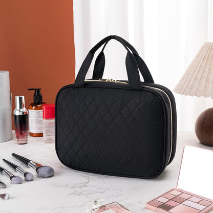 Travel Toiletry Bag - Hanging Toiletry Bag for Women, Waterproof Makeup Cosmetic Bag Travel Organizer for Accessories, Shampoo, Full-size Container, Toiletries (Black)