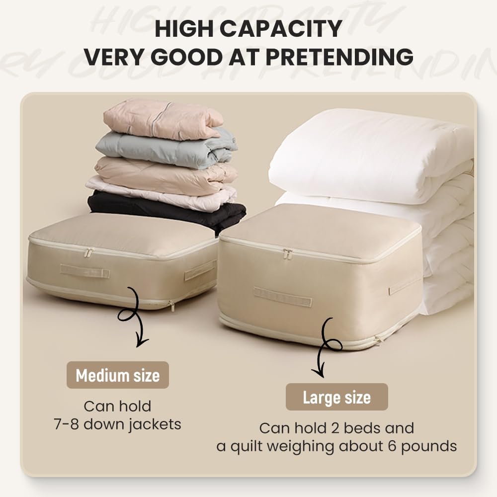 Ultra Space Saving Self Compression Organizer, 2024 New Self Compression Moving Organizer Bags Heavy Duty Moving Bags, Space Saving Self Compression Organizer for Comforters (Grey, Large)