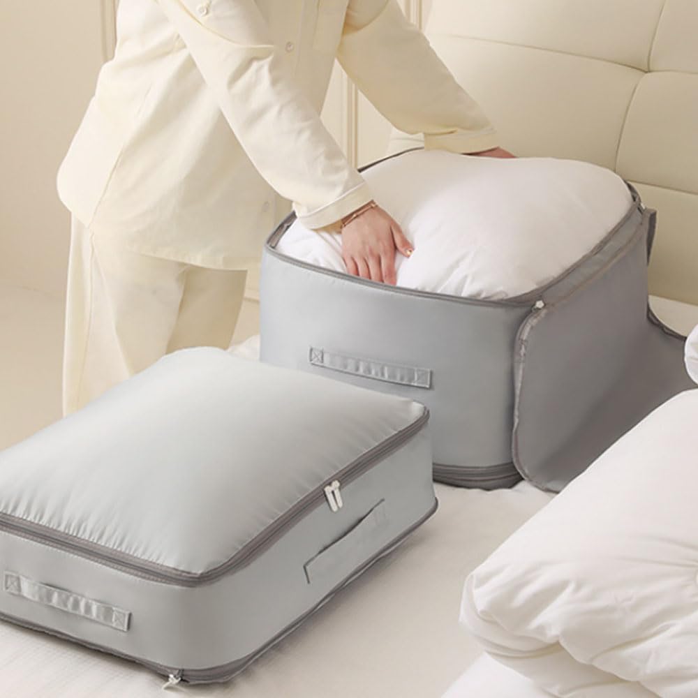 Ultra Space Saving Self Compression Organizer, 2024 New Self Compression Moving Organizer Bags Heavy Duty Moving Bags, Space Saving Self Compression Organizer for Comforters (Grey, Large)