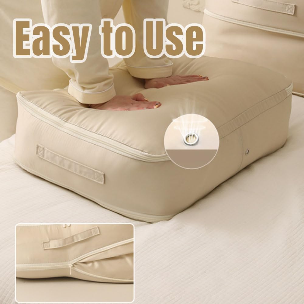 Ultra Space Saving Self Compression Organizer, 2024 New Self Compression Moving Organizer Bags Heavy Duty Moving Bags, Space Saving Self Compression Organizer for Comforters (Grey, Large)