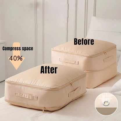 Ultra Space Saving Self Compression Organizer, 2024 New Self Compression Moving Organizer Bags Heavy Duty Moving Bags, Space Saving Self Compression Organizer for Comforters (Grey, Large)