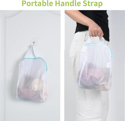 2Pcs Small Mesh Laundry Bags 10x12 Inch, Don't Drying, White | Delicates Lingerie Bags Mesh Wash Bags Hanging Laundry Bag Sock Bra Underwear Storage, Melting 140-176℉