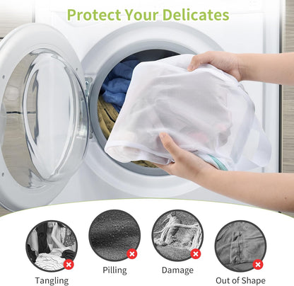 2Pcs Small Mesh Laundry Bags 10x12 Inch, Don't Drying, White | Delicates Lingerie Bags Mesh Wash Bags Hanging Laundry Bag Sock Bra Underwear Storage, Melting 140-176℉