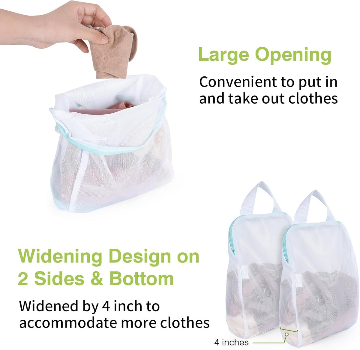 2Pcs Small Mesh Laundry Bags 10x12 Inch, Don't Drying, White | Delicates Lingerie Bags Mesh Wash Bags Hanging Laundry Bag Sock Bra Underwear Storage, Melting 140-176℉