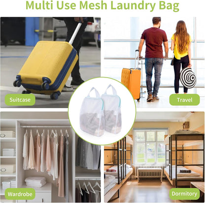 2Pcs Small Mesh Laundry Bags 10x12 Inch, Don't Drying, White | Delicates Lingerie Bags Mesh Wash Bags Hanging Laundry Bag Sock Bra Underwear Storage, Melting 140-176℉