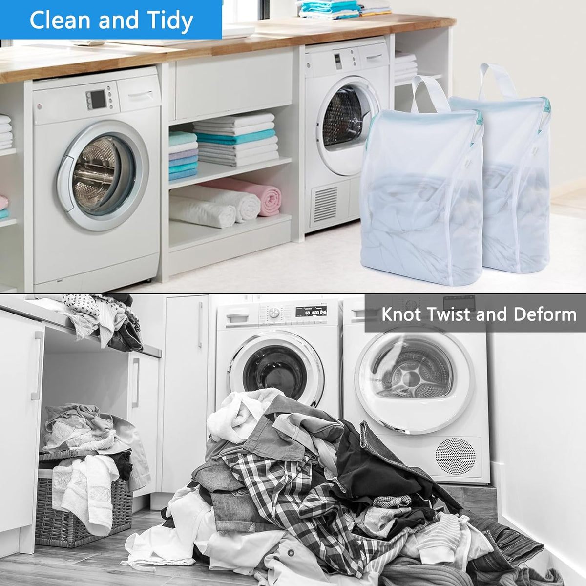 2Pcs Small Mesh Laundry Bags 10x12 Inch, Don't Drying, White | Delicates Lingerie Bags Mesh Wash Bags Hanging Laundry Bag Sock Bra Underwear Storage, Melting 140-176℉