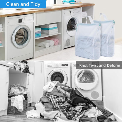 2Pcs Small Mesh Laundry Bags 10x12 Inch, Don't Drying, White | Delicates Lingerie Bags Mesh Wash Bags Hanging Laundry Bag Sock Bra Underwear Storage, Melting 140-176℉