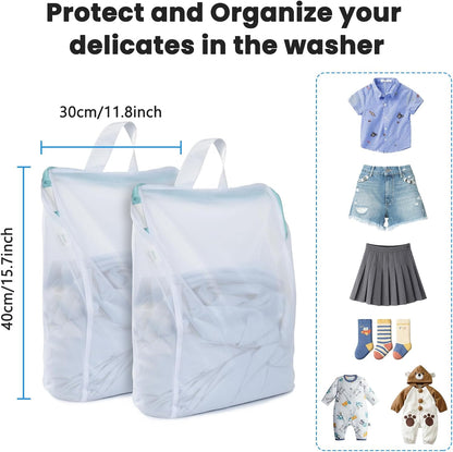 2Pcs Small Mesh Laundry Bags 10x12 Inch, Don't Drying, White | Delicates Lingerie Bags Mesh Wash Bags Hanging Laundry Bag Sock Bra Underwear Storage, Melting 140-176℉