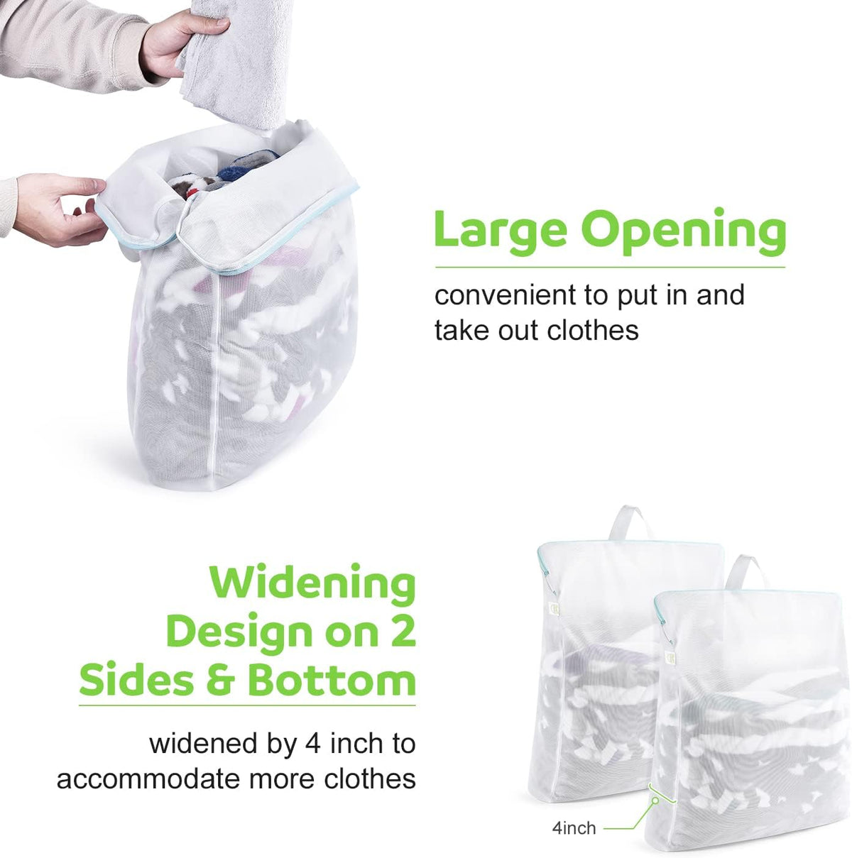 2Pcs Small Mesh Laundry Bags 10x12 Inch, Don't Drying, White | Delicates Lingerie Bags Mesh Wash Bags Hanging Laundry Bag Sock Bra Underwear Storage, Melting 140-176℉
