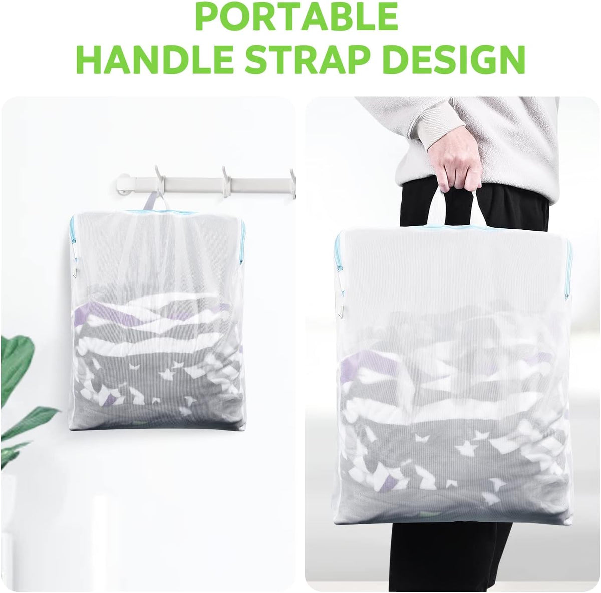 2Pcs Small Mesh Laundry Bags 10x12 Inch, Don't Drying, White | Delicates Lingerie Bags Mesh Wash Bags Hanging Laundry Bag Sock Bra Underwear Storage, Melting 140-176℉