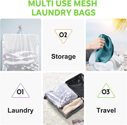 2Pcs Small Mesh Laundry Bags 10x12 Inch, Don't Drying, White | Delicates Lingerie Bags Mesh Wash Bags Hanging Laundry Bag Sock Bra Underwear Storage, Melting 140-176℉