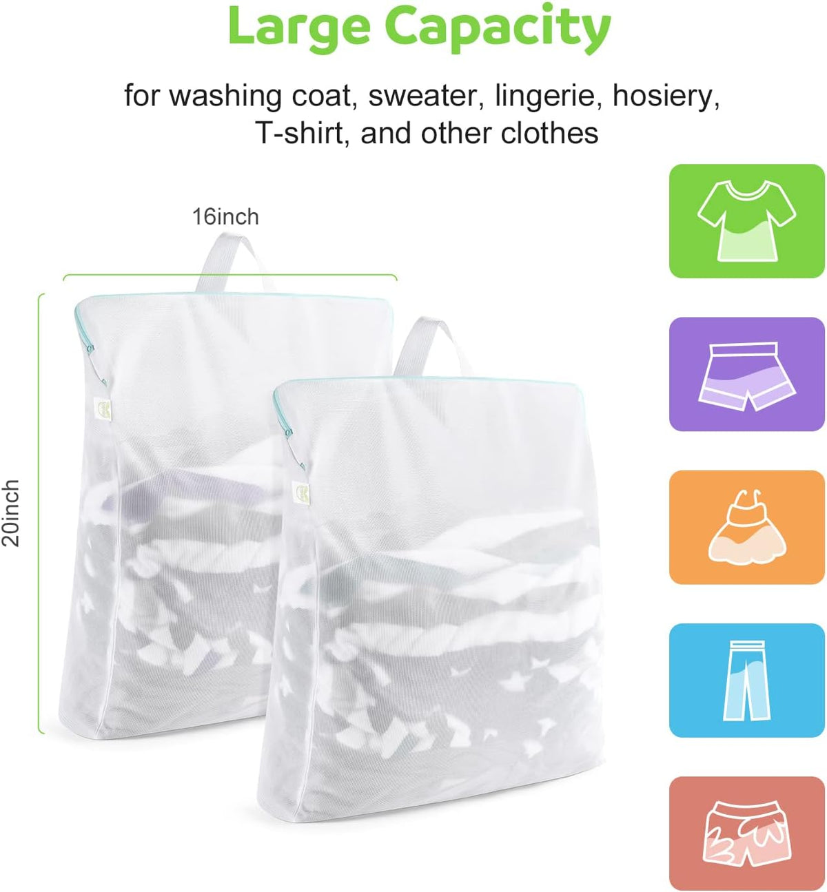 2Pcs Small Mesh Laundry Bags 10x12 Inch, Don't Drying, White | Delicates Lingerie Bags Mesh Wash Bags Hanging Laundry Bag Sock Bra Underwear Storage, Melting 140-176℉