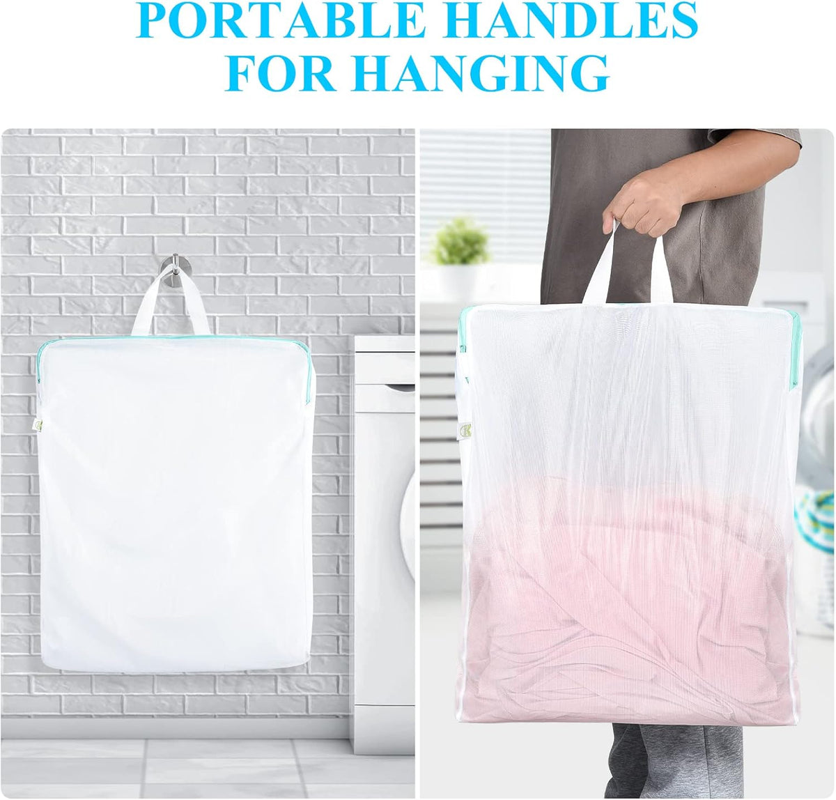 2Pcs Small Mesh Laundry Bags 10x12 Inch, Don't Drying, White | Delicates Lingerie Bags Mesh Wash Bags Hanging Laundry Bag Sock Bra Underwear Storage, Melting 140-176℉