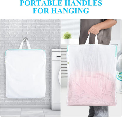 2Pcs Small Mesh Laundry Bags 10x12 Inch, Don't Drying, White | Delicates Lingerie Bags Mesh Wash Bags Hanging Laundry Bag Sock Bra Underwear Storage, Melting 140-176℉