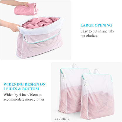 2Pcs Small Mesh Laundry Bags 10x12 Inch, Don't Drying, White | Delicates Lingerie Bags Mesh Wash Bags Hanging Laundry Bag Sock Bra Underwear Storage, Melting 140-176℉