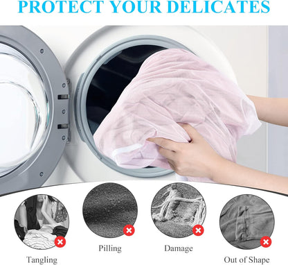 2Pcs Small Mesh Laundry Bags 10x12 Inch, Don't Drying, White | Delicates Lingerie Bags Mesh Wash Bags Hanging Laundry Bag Sock Bra Underwear Storage, Melting 140-176℉