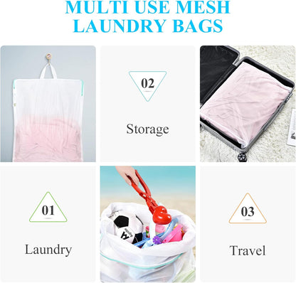 2Pcs Small Mesh Laundry Bags 10x12 Inch, Don't Drying, White | Delicates Lingerie Bags Mesh Wash Bags Hanging Laundry Bag Sock Bra Underwear Storage, Melting 140-176℉