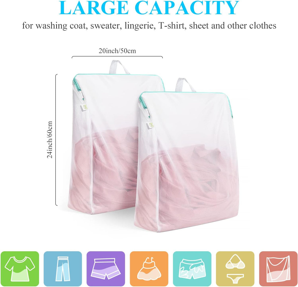 2Pcs Small Mesh Laundry Bags 10x12 Inch, Don't Drying, White | Delicates Lingerie Bags Mesh Wash Bags Hanging Laundry Bag Sock Bra Underwear Storage, Melting 140-176℉