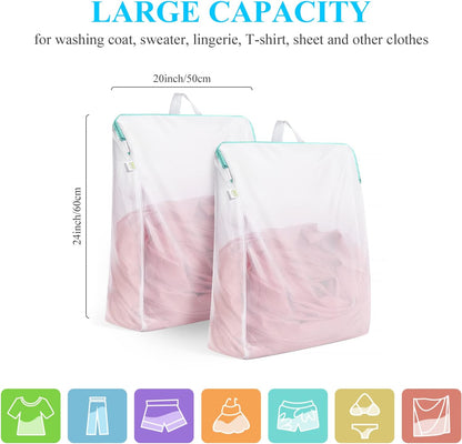 2Pcs Small Mesh Laundry Bags 10x12 Inch, Don't Drying, White | Delicates Lingerie Bags Mesh Wash Bags Hanging Laundry Bag Sock Bra Underwear Storage, Melting 140-176℉
