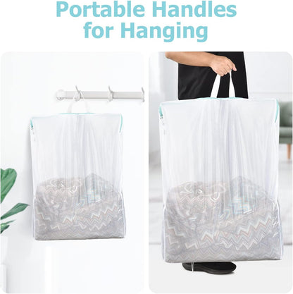 2Pcs Small Mesh Laundry Bags 10x12 Inch, Don't Drying, White | Delicates Lingerie Bags Mesh Wash Bags Hanging Laundry Bag Sock Bra Underwear Storage, Melting 140-176℉