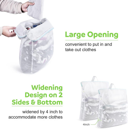 2Pcs Small Mesh Laundry Bags 10x12 Inch, Don't Drying, White | Delicates Lingerie Bags Mesh Wash Bags Hanging Laundry Bag Sock Bra Underwear Storage, Melting 140-176℉