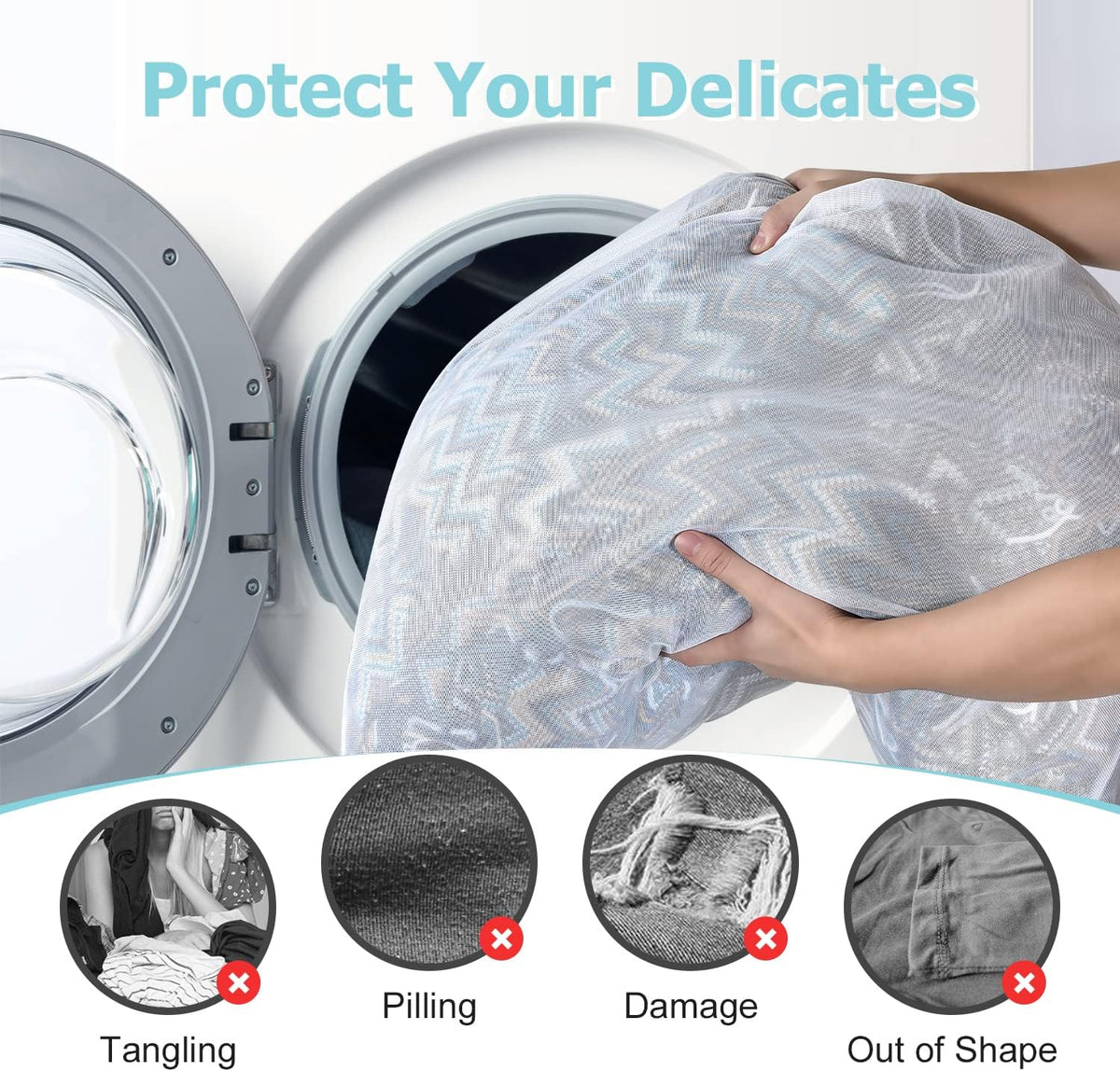 2Pcs Small Mesh Laundry Bags 10x12 Inch, Don't Drying, White | Delicates Lingerie Bags Mesh Wash Bags Hanging Laundry Bag Sock Bra Underwear Storage, Melting 140-176℉