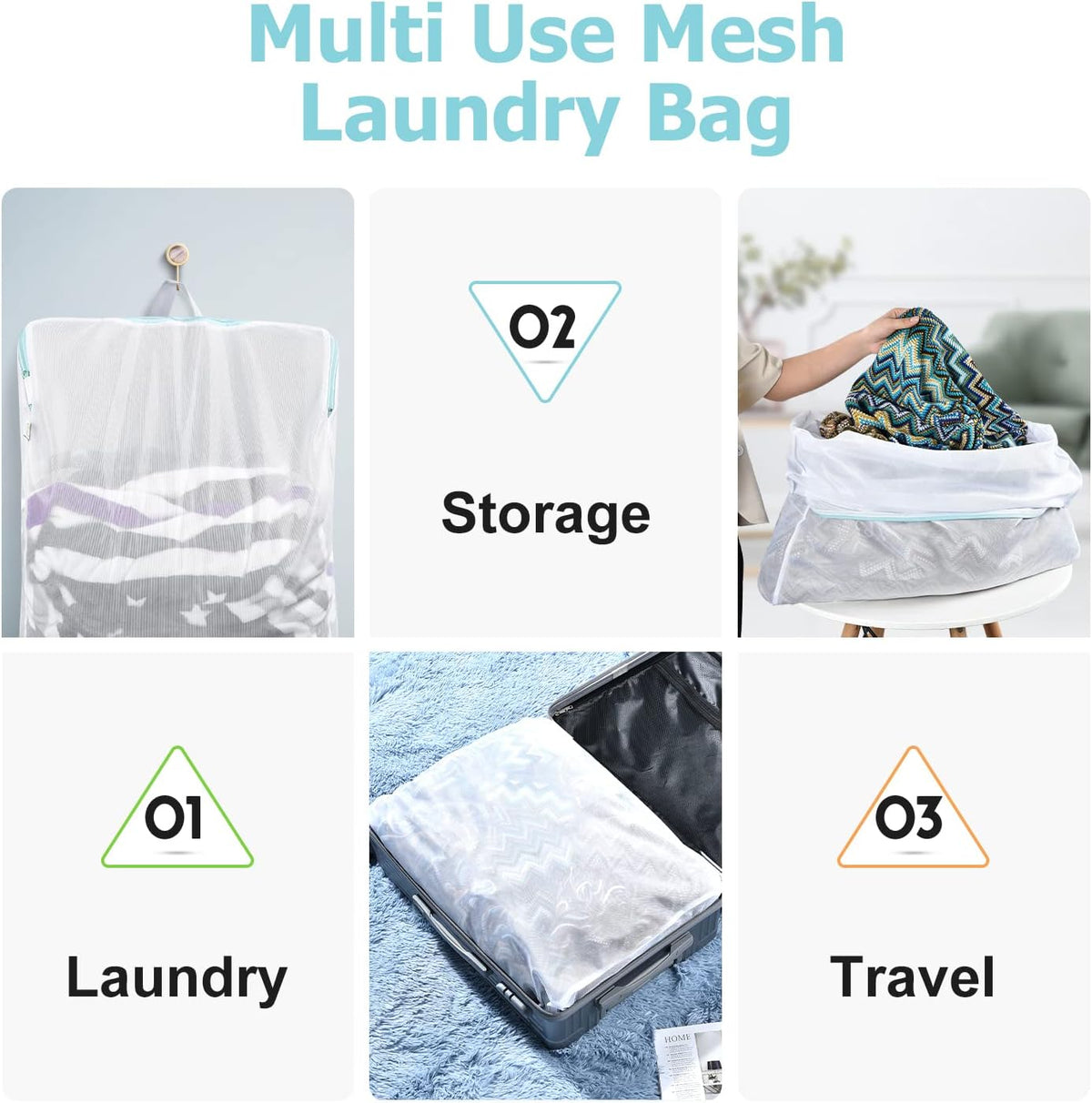 2Pcs Small Mesh Laundry Bags 10x12 Inch, Don't Drying, White | Delicates Lingerie Bags Mesh Wash Bags Hanging Laundry Bag Sock Bra Underwear Storage, Melting 140-176℉