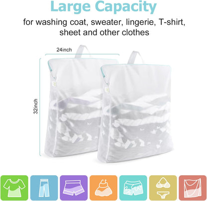 2Pcs Small Mesh Laundry Bags 10x12 Inch, Don't Drying, White | Delicates Lingerie Bags Mesh Wash Bags Hanging Laundry Bag Sock Bra Underwear Storage, Melting 140-176℉