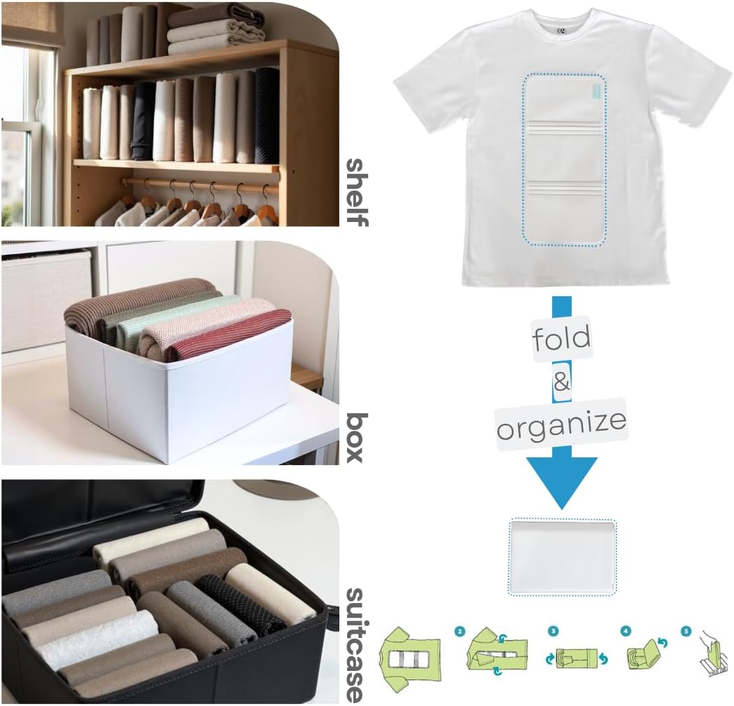 7 Pcs PLIIO Medium Filers, Foldable Clothes Organizer, Space-Saving Closet and Suitcase solution, Wrinkle-Free Storage Solution for Home and Travel, Wardrobe Organizer and Clothes Folder